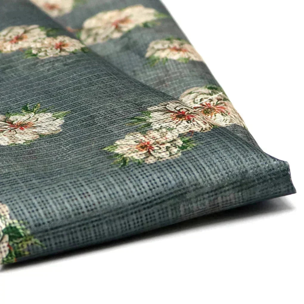 Beautiful Green Floral Digital Printed Kota Doria Fabric – kd 0 ta062972 111 beautiful green floral digital printed kota doria fabric 1