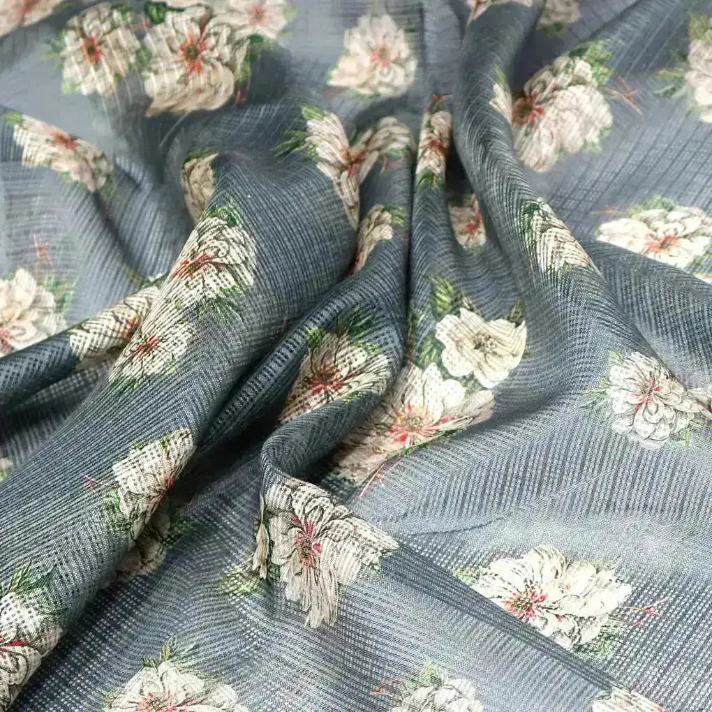Beautiful Green Floral Digital Printed Kota Doria Fabric – kd 0 ta062972 111 beautiful green floral digital printed kota doria fabric 2