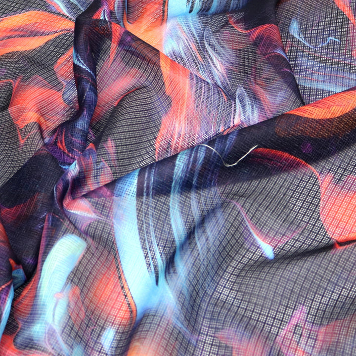Abstract Pattern Digital Printed Kota Doria Fabric - FAB VOGUE Studio®