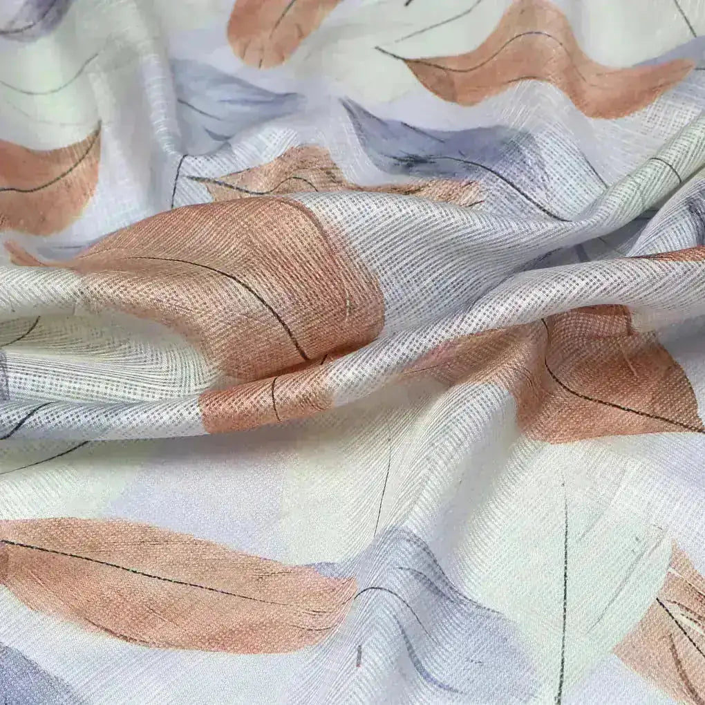 Beautiful Leaves Floating on White Base Digital Printed Kota Doria Fabric – kd 0 ta064624 111 beautiful leaves floating on white base digital printed kota doria fabric 1