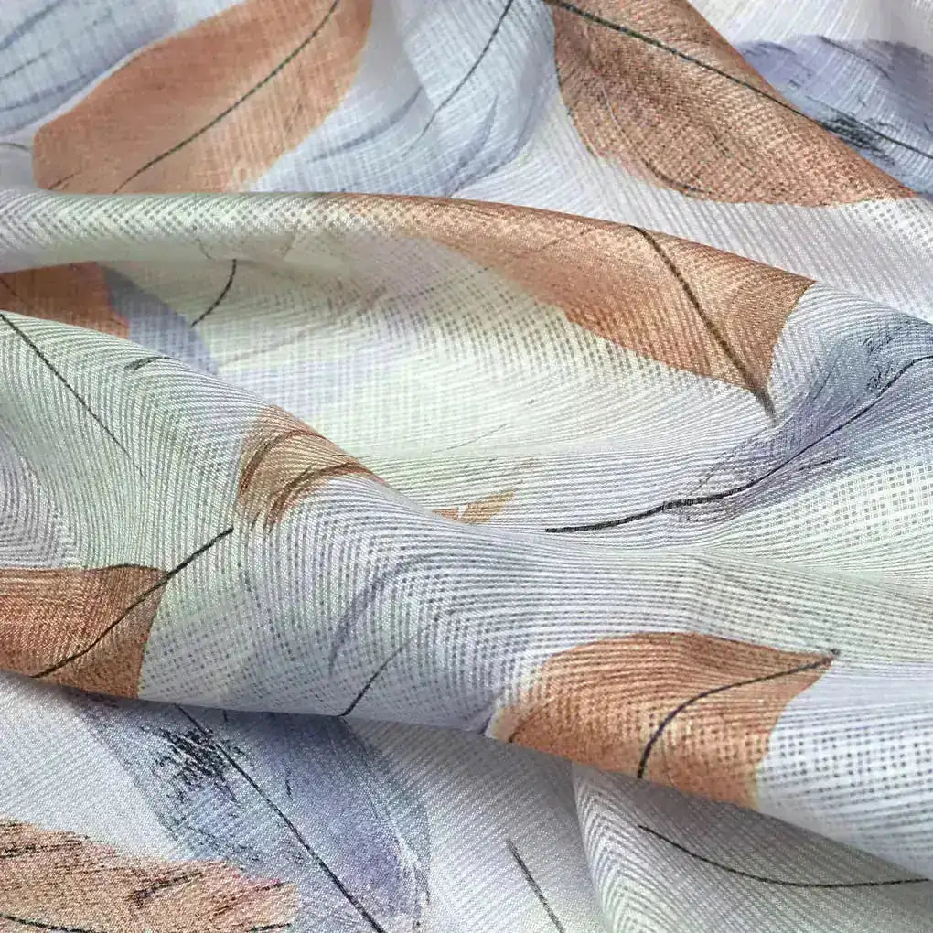 Beautiful Leaves Floating on White Base Digital Printed Kota Doria Fabric – kd 0 ta064624 111 beautiful leaves floating on white base digital printed kota doria fabric 3