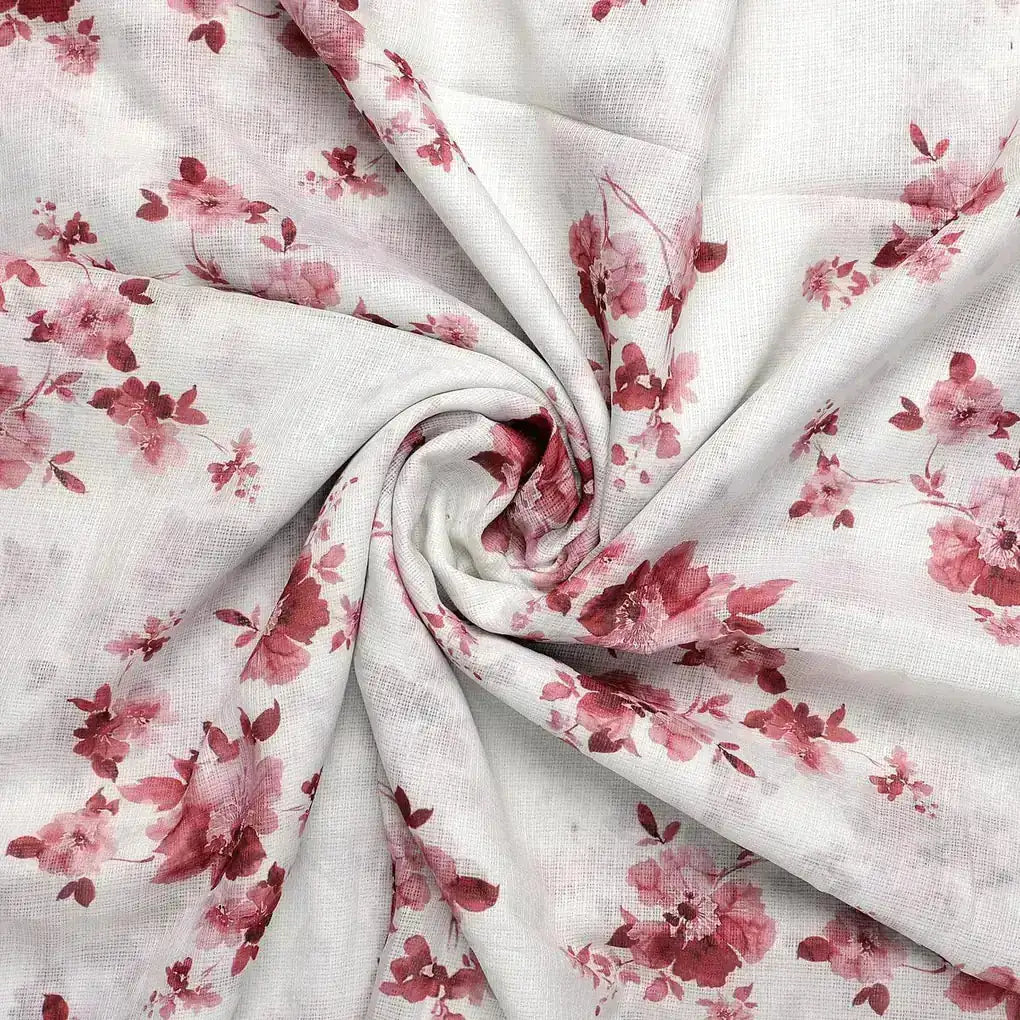 Maroon Flower Bunch Digital Printed Fabric - Kota Doria – kd 0 ta06839p3 110 maroon flower bunch digital printed fabric kota doria 1