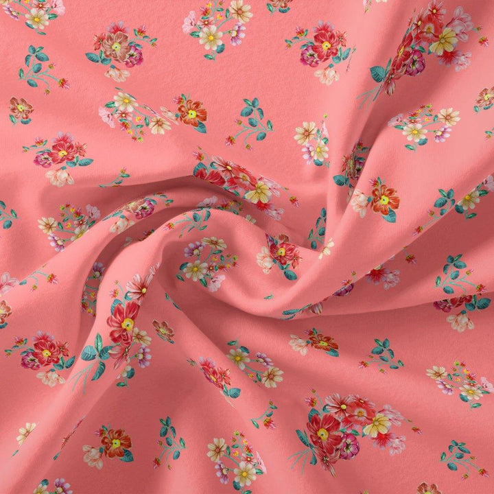 Calico Colorful Flower Digital Printed Fabric - Kota Doria - FAB VOGUE Studio®