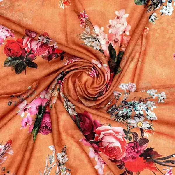 Yellow Flower Digital Printed Kora Silk Fabric – ks 0 0ta061813 111 yellow flower digital printed kora silk fabric 1