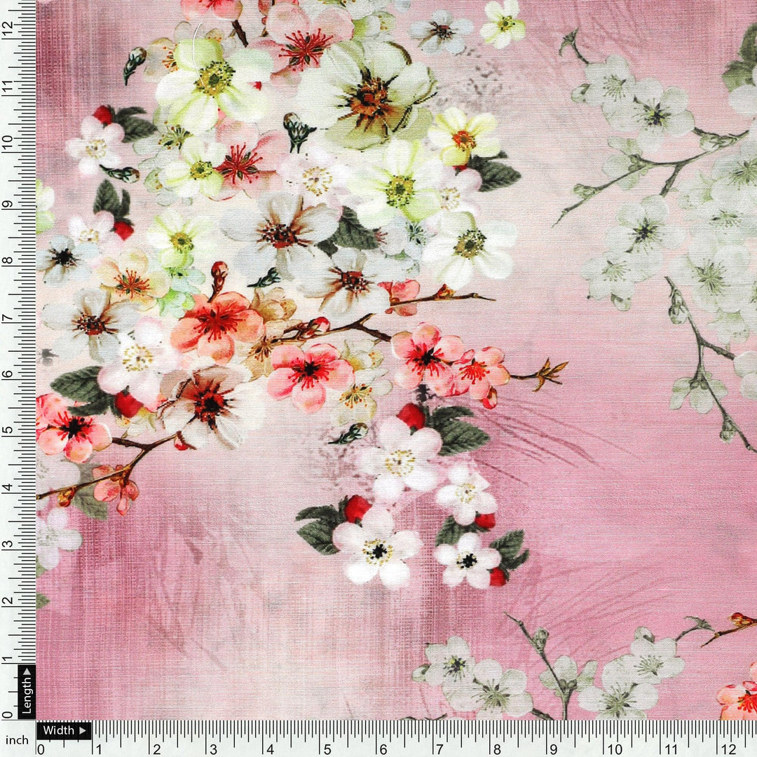 Multicolor Floral Vine Digital Printed Kora Silk Fabric - FAB VOGUE Studio®