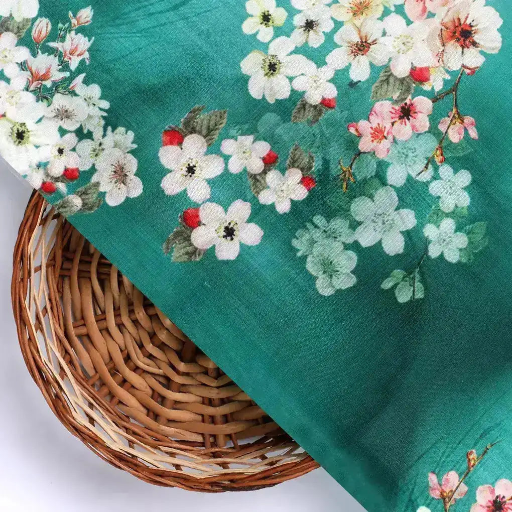 Beautiful Green Floral Digital Printed Kora Silk Fabric – ks 0 0ta06482p3 111 beautiful green floral digital printed kora silk fabric 2