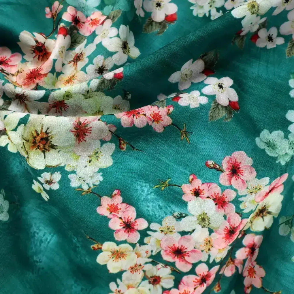 Beautiful Green Floral Digital Printed Kora Silk Fabric – ks 0 0ta06482p3 111 beautiful green floral digital printed kora silk fabric 3