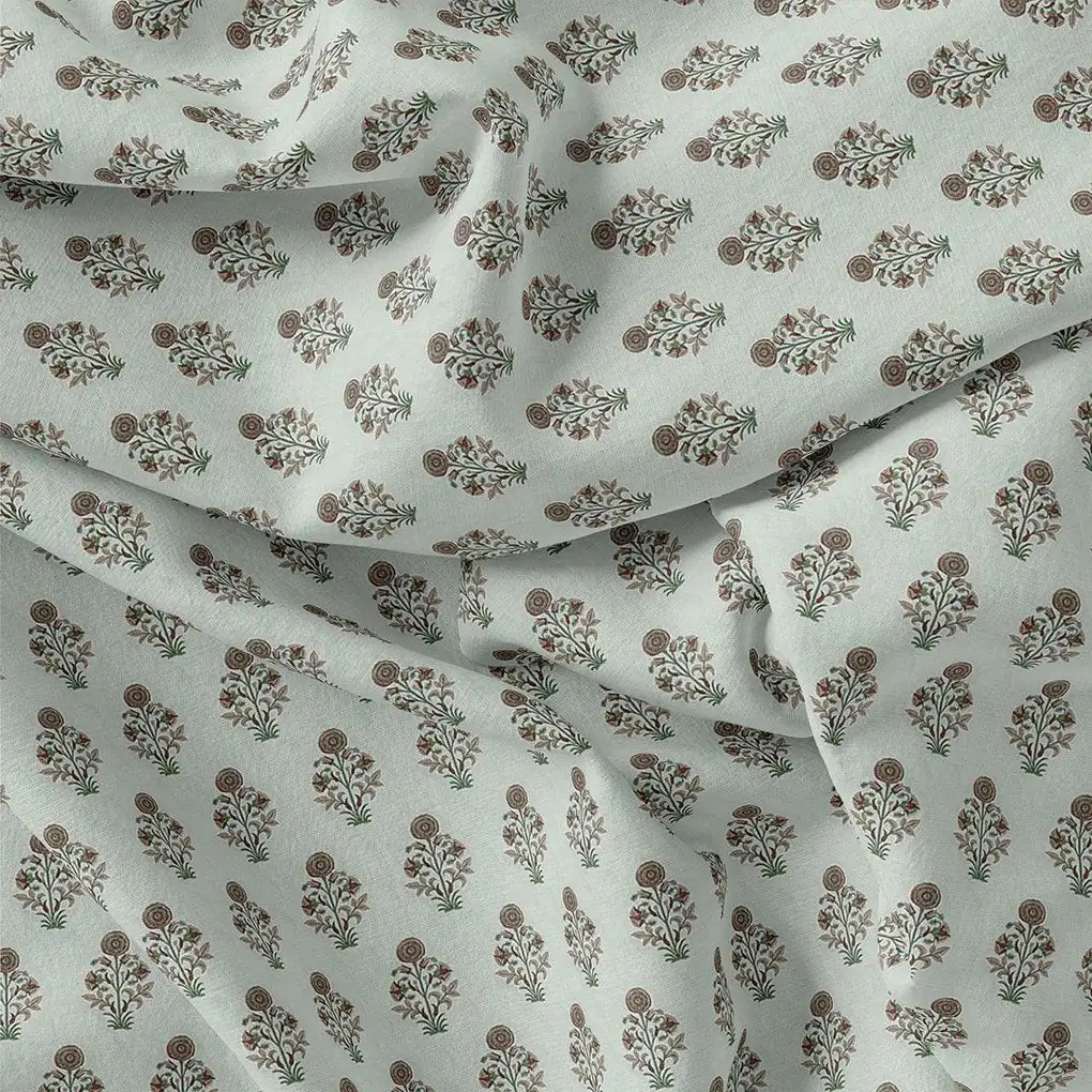 Seamless Indian Mughal Motif Flower Digital Printed Fabric - Kora Silk – ks 0 ma0120 110 seamless indian mughal motif flower digital printed fabric kora silk 3