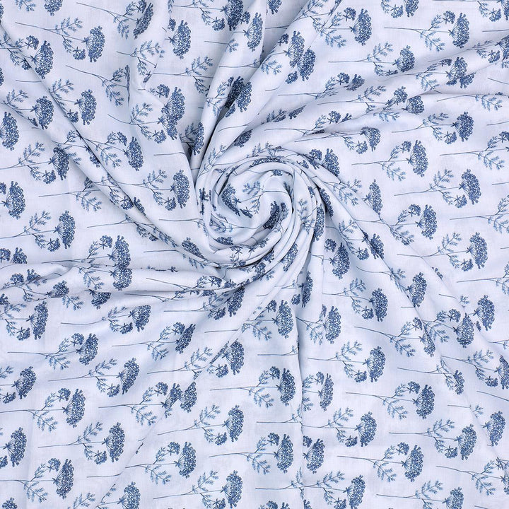 Winter Icy Flower Digital Printed Fabric - Kora Silk - FAB VOGUE Studio®