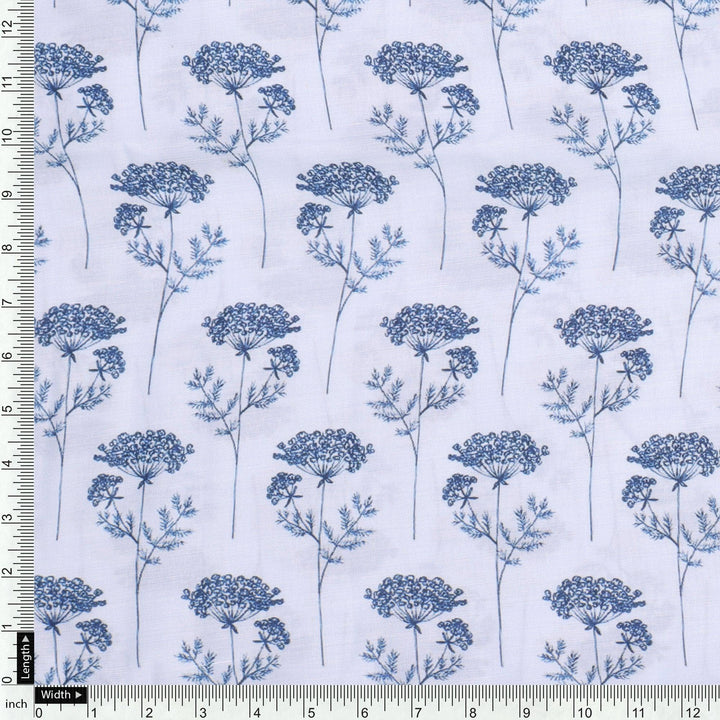 Winter Icy Flower Digital Printed Fabric - Kora Silk - FAB VOGUE Studio®