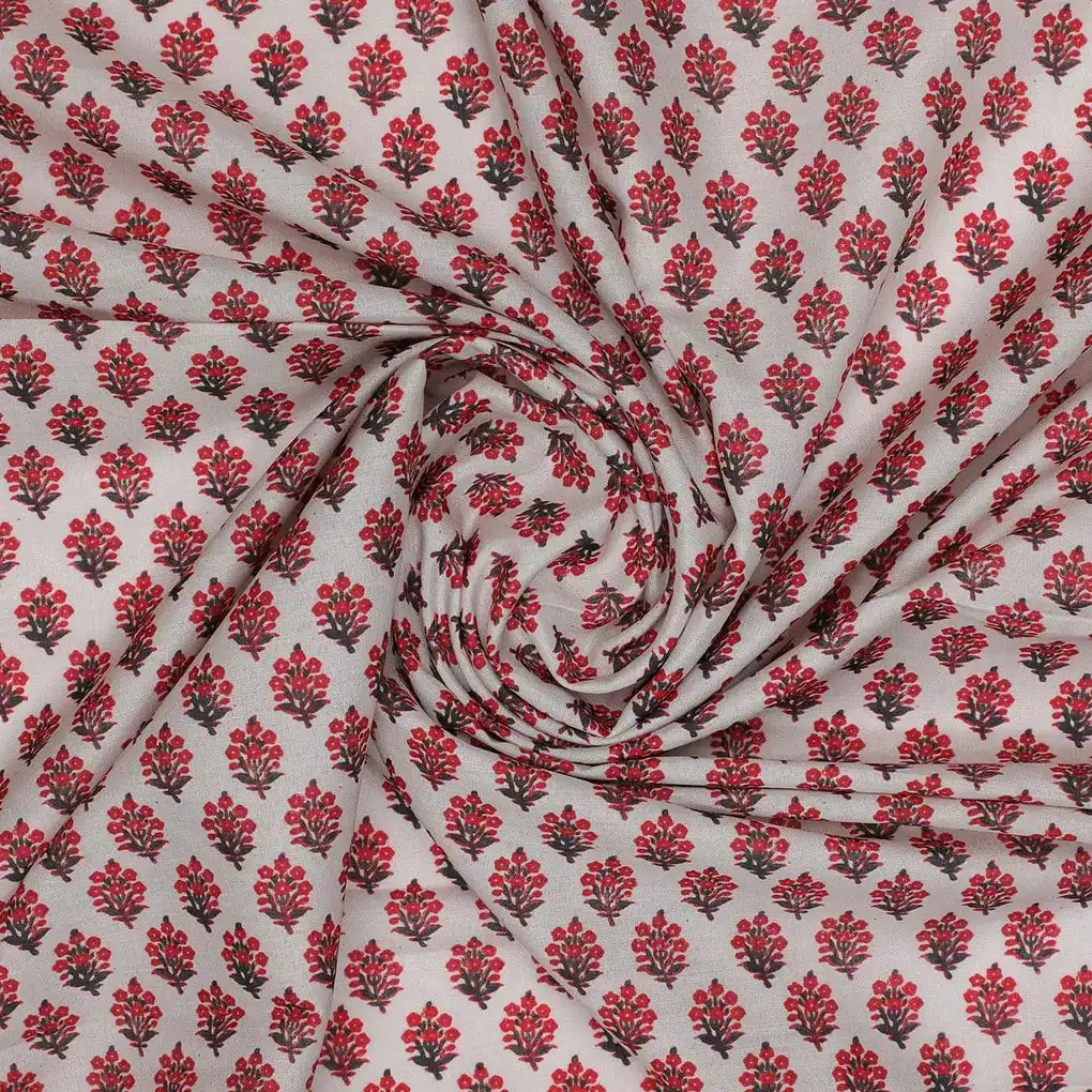Red Flower Motif Block Digital Printed Fabric - Kora Silk – ks 0 ma012675 110 red flower motif block digital printed fabric kora silk 1