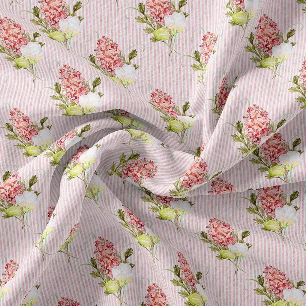 Pink Flower Pack With Stripes Digital Printed Fabric  - Kora Silk – ks 0 ma012731 110 pink flower pack with stripes digital printed fabric kora silk 1