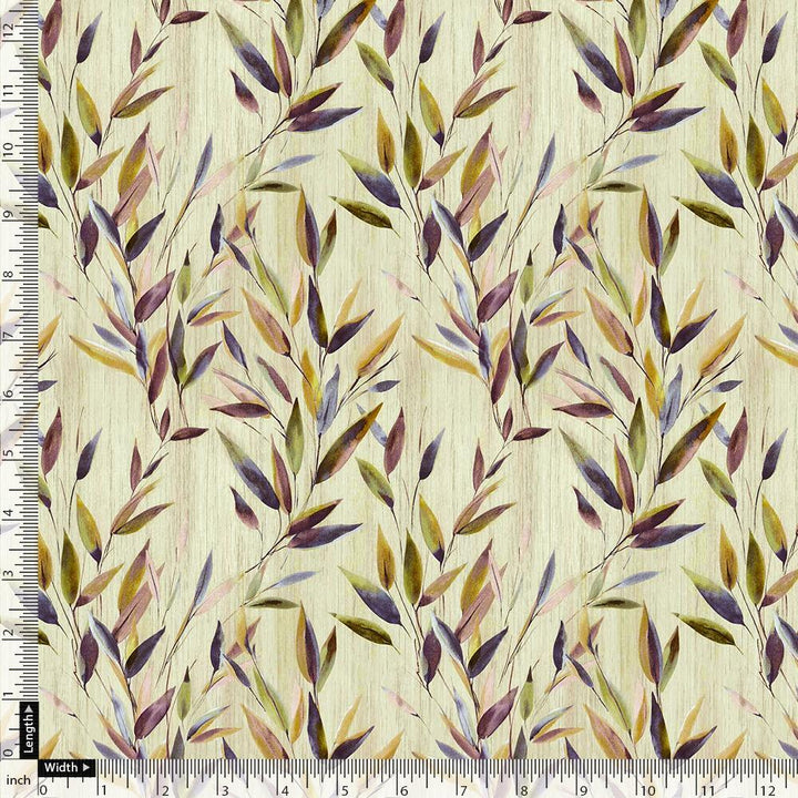 Painted Leaves Allover Digital Printed Fabric - Kora Silk - FAB VOGUE Studio®