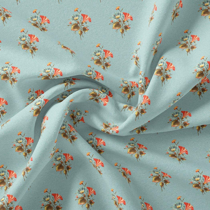 Vintage Flower Repeat Digital Printed Fabric - Kora Silk - FAB VOGUE Studio®