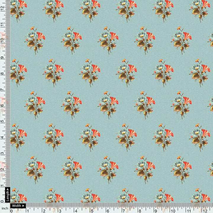Vintage Flower Repeat Digital Printed Fabric - Kora Silk - FAB VOGUE Studio®