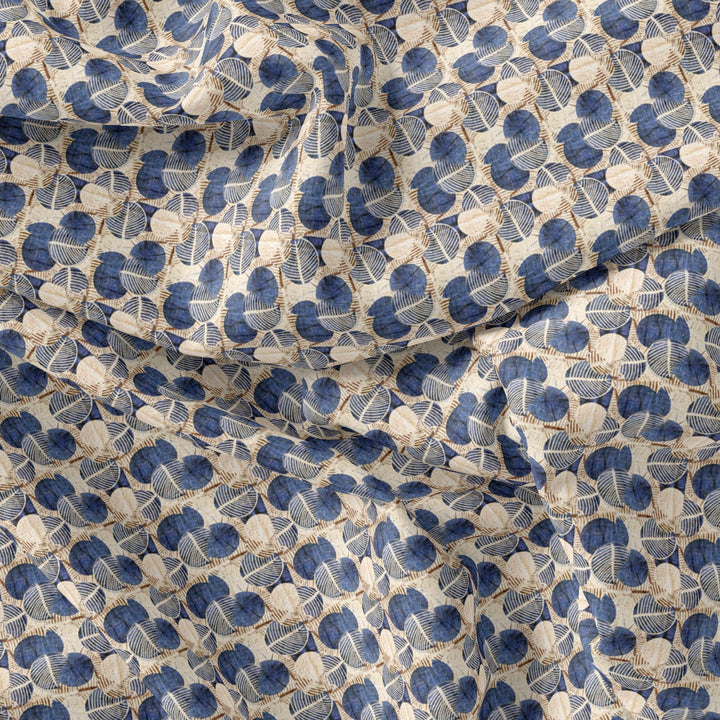 Digital Abstract Round leaves Digital Printed Fabric - Kora Silk - FAB VOGUE Studio®