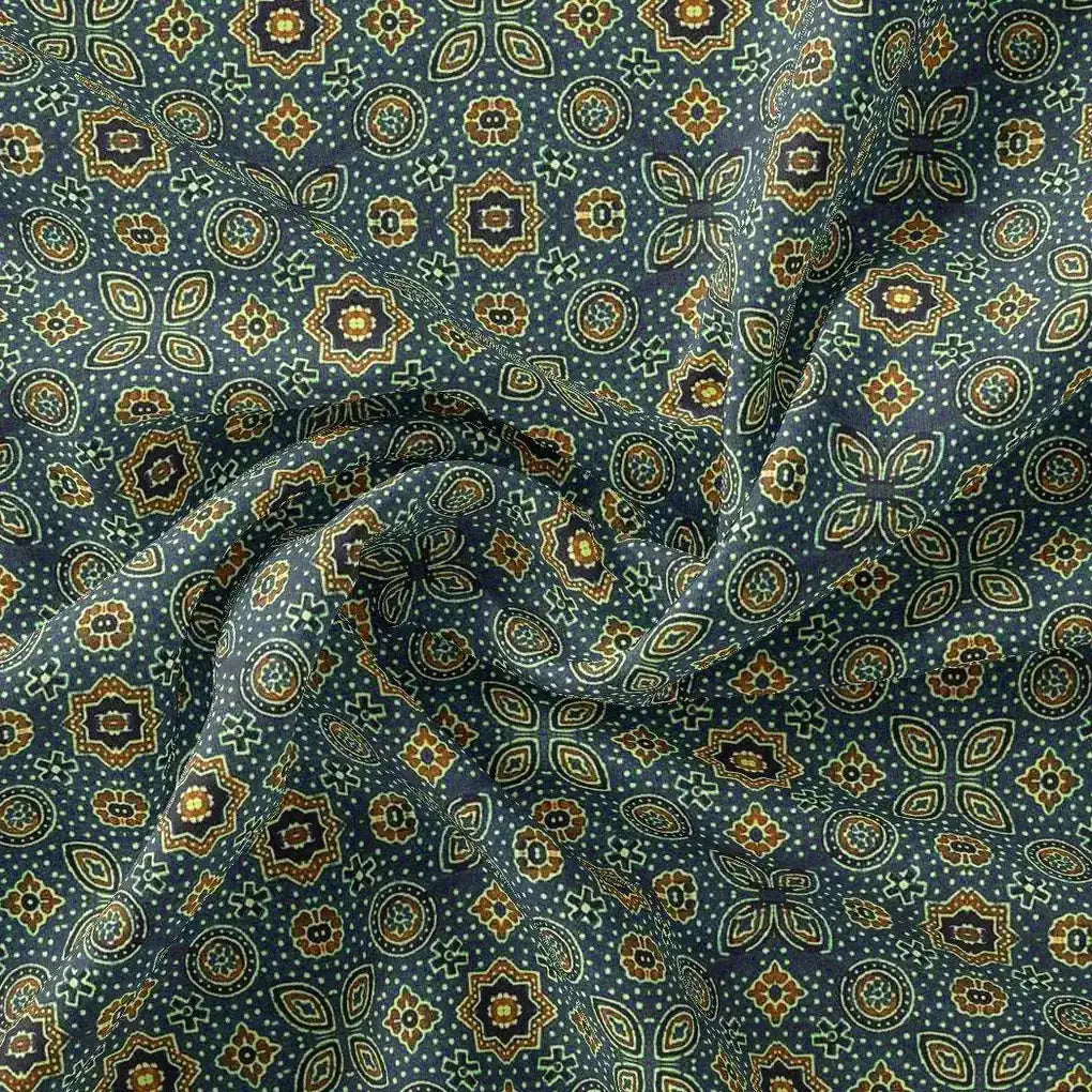 Stylized Medallion Motif Digital Printed Fabric - Kora Silk – ks 0 ma0250 110 stylized medallion motif digital printed fabric kora silk 3