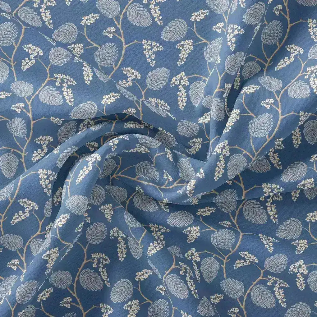 White Jasud Flower With Stalk Digital Printed Fabric - Kora Silk – ks 0 ma02863p3 110 white jasud flower with stalk digital printed fabric kora silk 1