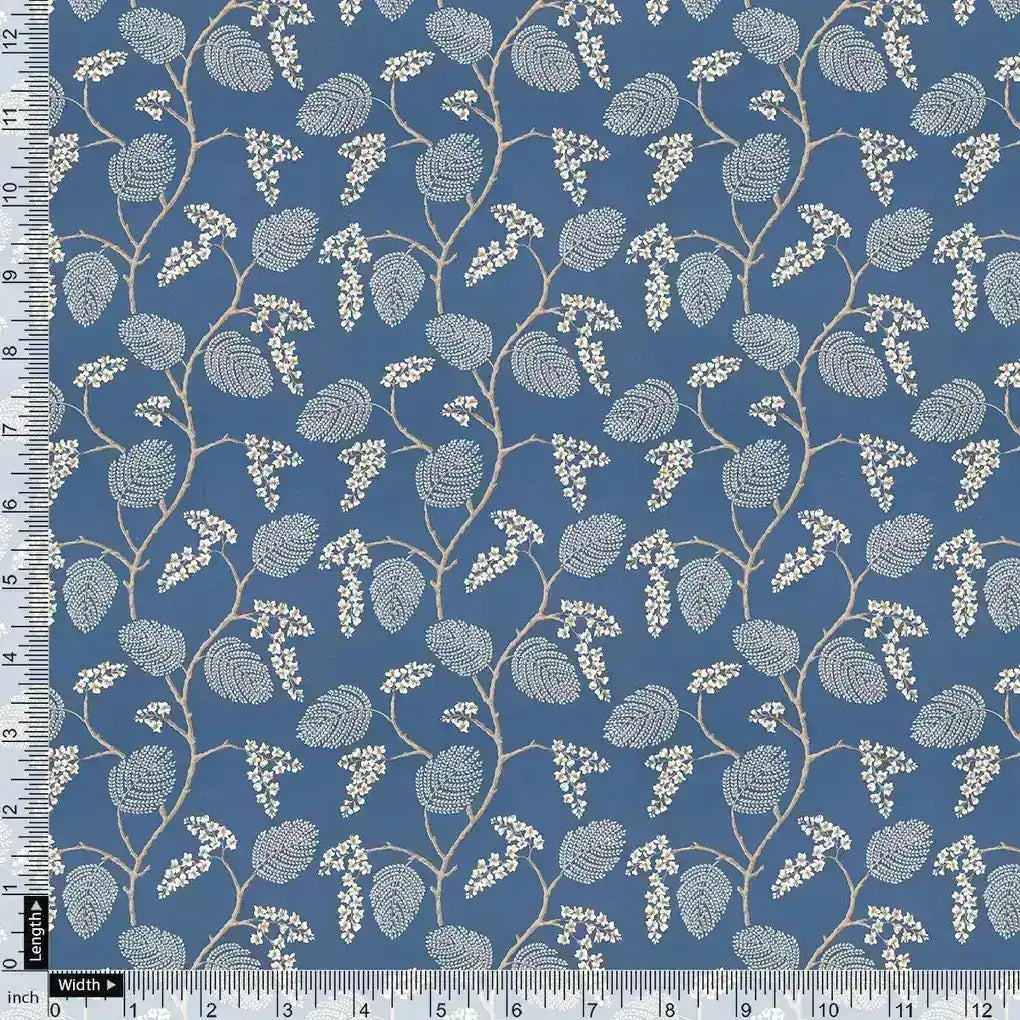 White Jasud Flower With Stalk Digital Printed Fabric - Kora Silk – ks 0 ma02863p3 110 white jasud flower with stalk digital printed fabric kora silk 4