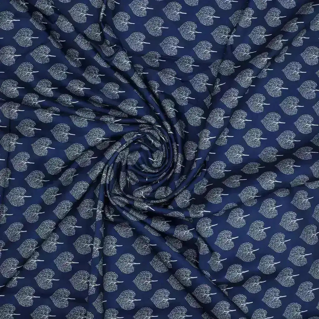 Stylized Mepal Leaf Motif Digital Printed Fabric - Kora Silk – ks 0 ma02999 110 stylized mepal leaf motif digital printed fabric kora silk 1
