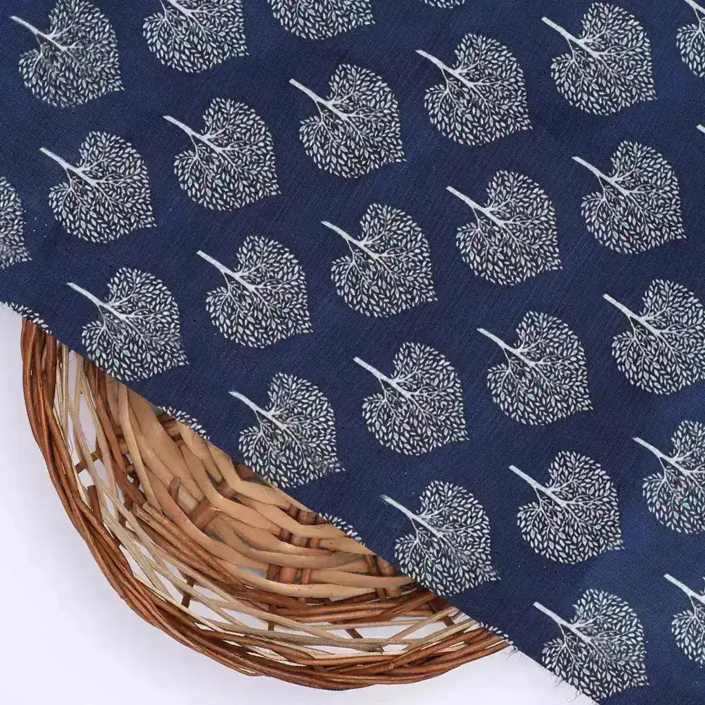 Stylized Mepal Leaf Motif Digital Printed Fabric - Kora Silk – ks 0 ma02999 110 stylized mepal leaf motif digital printed fabric kora silk 2