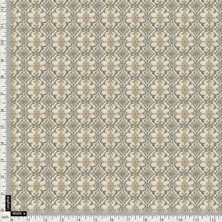 Royal Moroccan With Clover Pattern Digital Printed Fabric - Kora Silk - FAB VOGUE Studio®