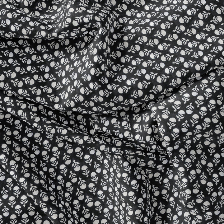 Tiny Beautiful Reverse Flower Digital Printed Fabric - Kora Silk - FAB VOGUE Studio®