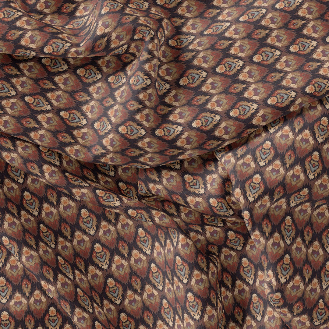 Decorative Vintage Ikat Repeat Digital Printed Fabric - Kora Silk - FAB VOGUE Studio®