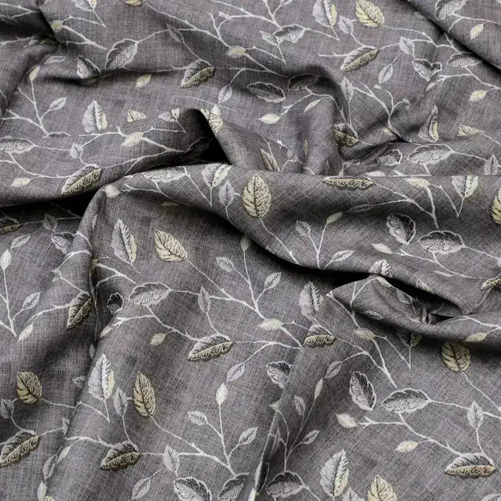 Brown Leaves With Stalk Digital Printed Fabric - Kora Silk – ks 0 ma06380 110 brown leaves with stalk digital printed fabric kora silk 3