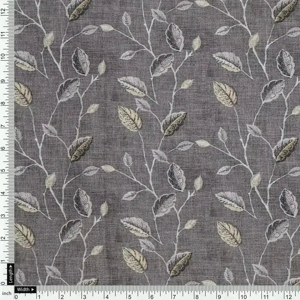 Brown Leaves With Stalk Digital Printed Fabric - Kora Silk – ks 0 ma06380 110 brown leaves with stalk digital printed fabric kora silk 4
