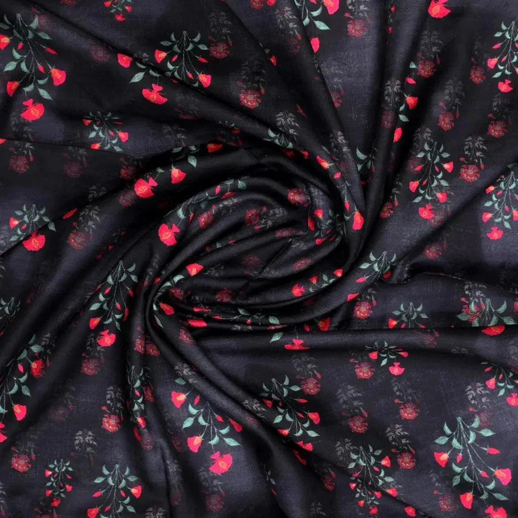 Red Flower over Black Base Difgital Printed Fabric – ks 0 ma06441 110 red flower over black base difgital printed fabric 1