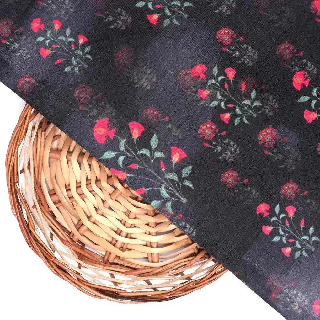Red Flower over Black Base Difgital Printed Fabric – ks 0 ma06441 110 red flower over black base difgital printed fabric 2