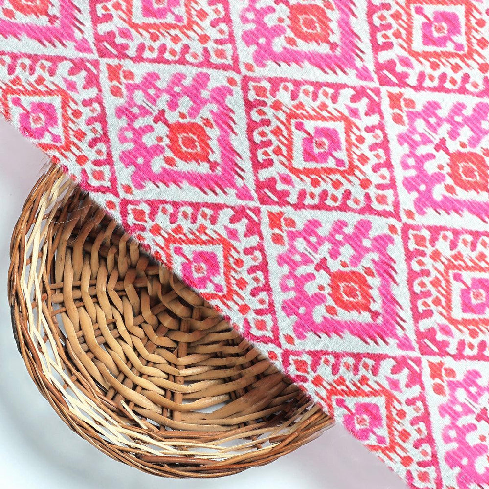 Hand Painted Argyle Pattern Digital Printed Fabric - Kora Silk - FAB VOGUE Studio®