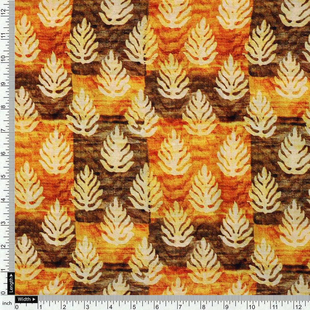 Tiny Walnut Yellow Leaves Digital Printed Fabric - Kora Silk - FAB VOGUE Studio®