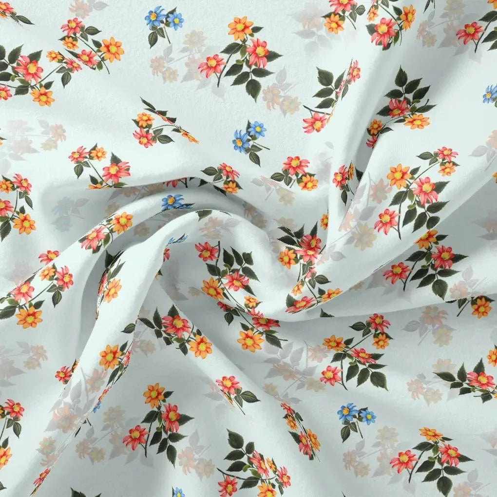 Floating Yellow Sunflower With Green Leaves Digital Printed Fabric - Kora Silk – ks 0 ta 05696 110 floating yellow sunflower with green leaves digital printed fabric kora silk 3