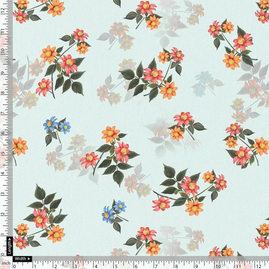 Floating Yellow Sunflower With Green Leaves Digital Printed Fabric - Kora Silk – ks 0 ta 05696 110 floating yellow sunflower with green leaves digital printed fabric kora silk 4