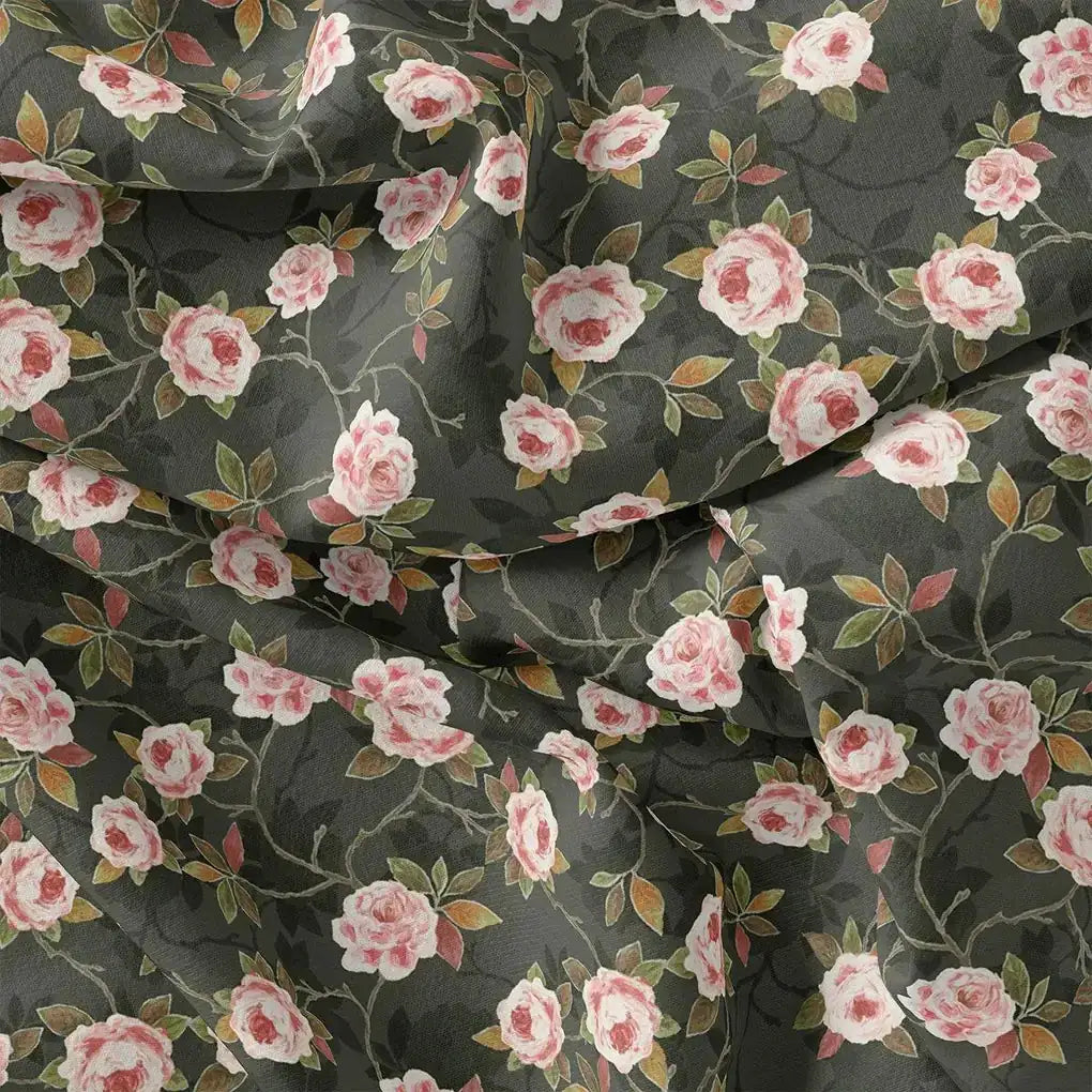 Ditsy Pink Rose With Green Leaves Digital Printed Fabric - Kora Silk – ks 0 ta 05727 110 ditsy pink rose with green leaves digital printed fabric kora silk 1