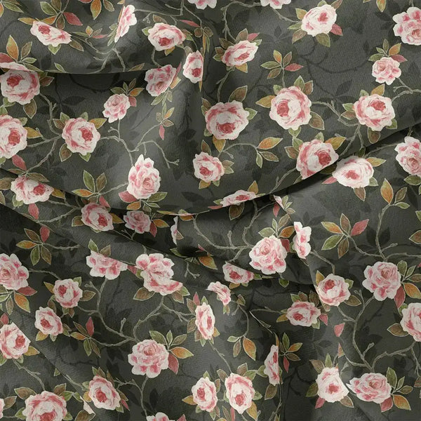 Ditsy Pink Rose With Green Leaves Digital Printed Fabric - Kora Silk – ks 0 ta 05727 110 ditsy pink rose with green leaves digital printed fabric kora silk 1