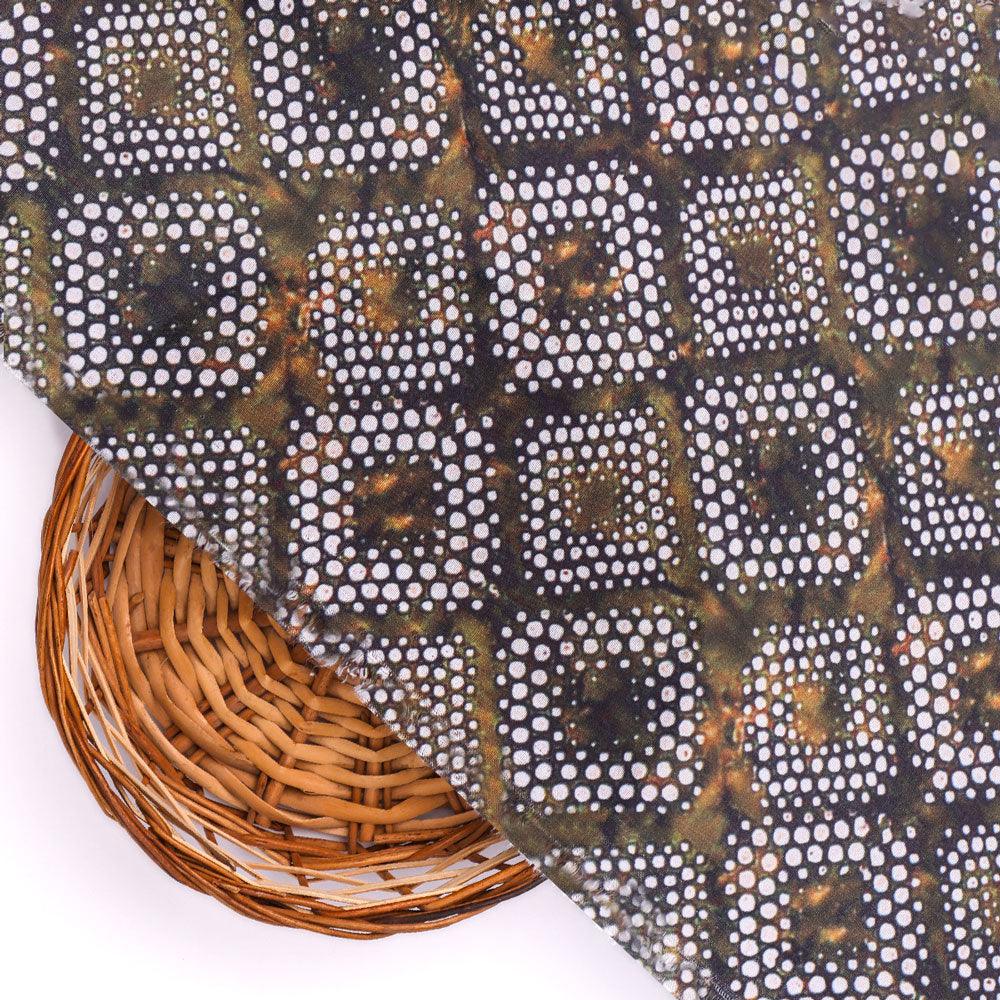 Beautiful Geometric Diamond Cut Glass Digital Printed Fabric - Kora Silk - FAB VOGUE Studio®