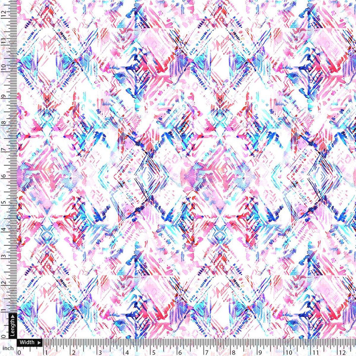 Geometric Colourful Water paint Digital Printed Fabric - Kora Silk - FAB VOGUE Studio®