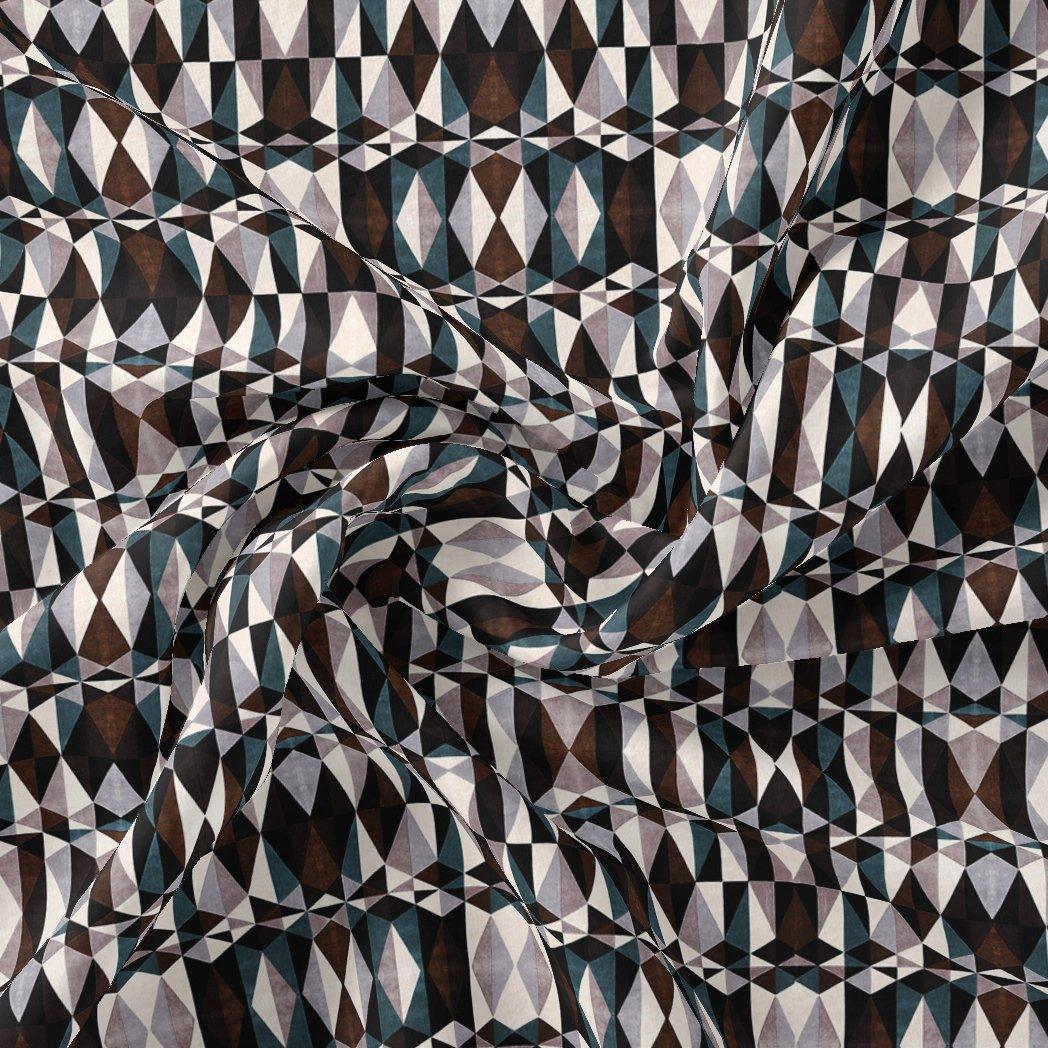 Seamless Lattice Multicolour Repeat Digital Printed Fabric - Kora Silk - FAB VOGUE Studio®