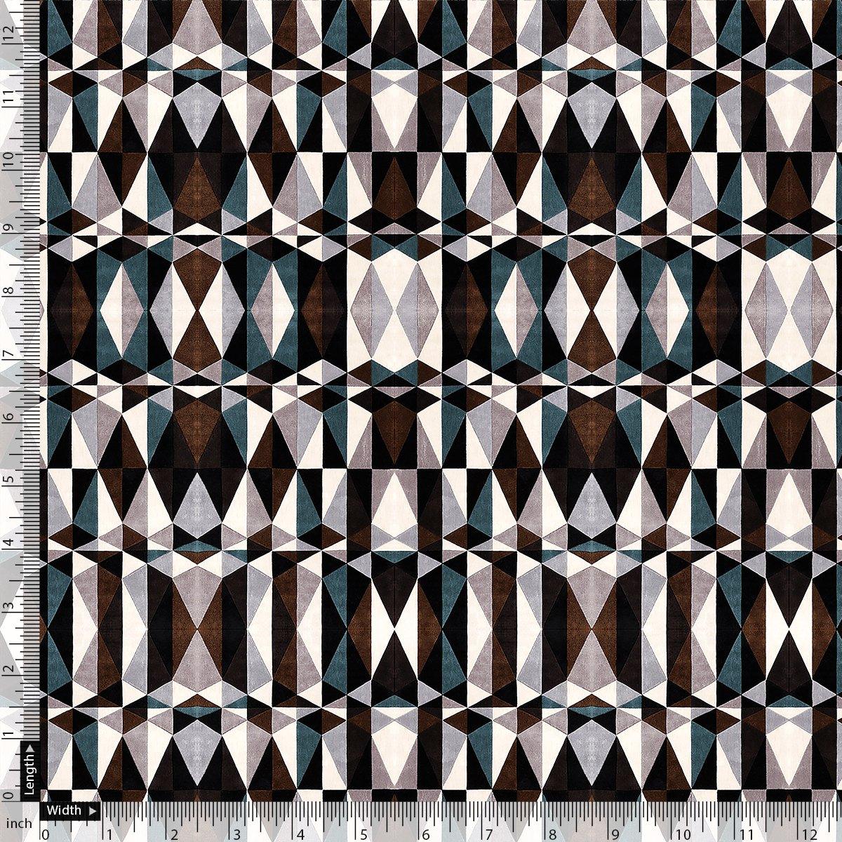 Seamless Lattice Multicolour Repeat Digital Printed Fabric - Kora Silk - FAB VOGUE Studio®