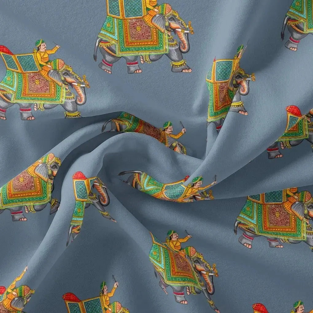 Traditional Elephant Motif Digital Printed Fabric – ks 0 ta01133 110 traditional elephant motif digital printed fabric 1