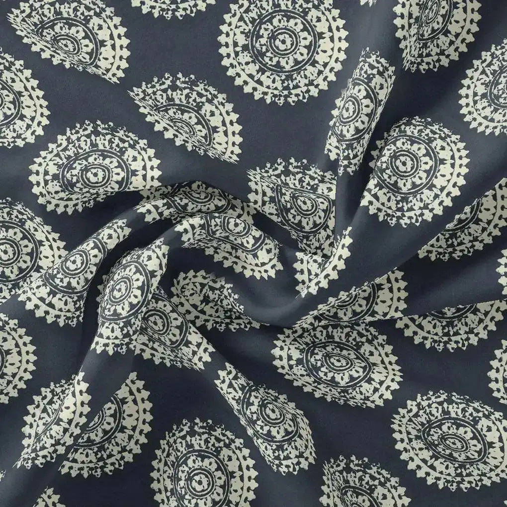 Seamless Rounded Suzani Art Digital Printed Fabric - Kora Silk – ks 0 ta0136 110 seamless rounded suzani art digital printed fabric kora silk 1