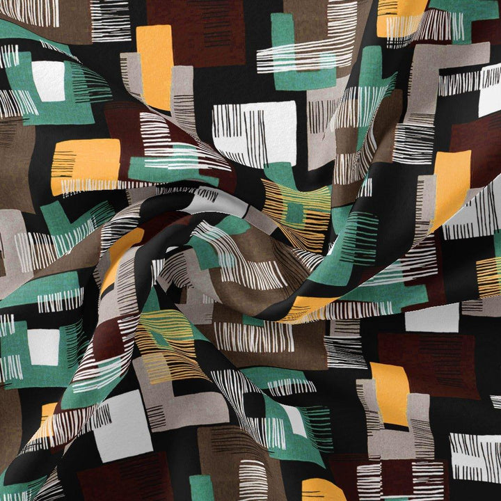 Trendy Colourful Puzzle Decorative Digital Printed Fabric - Kora Silk - FAB VOGUE Studio®