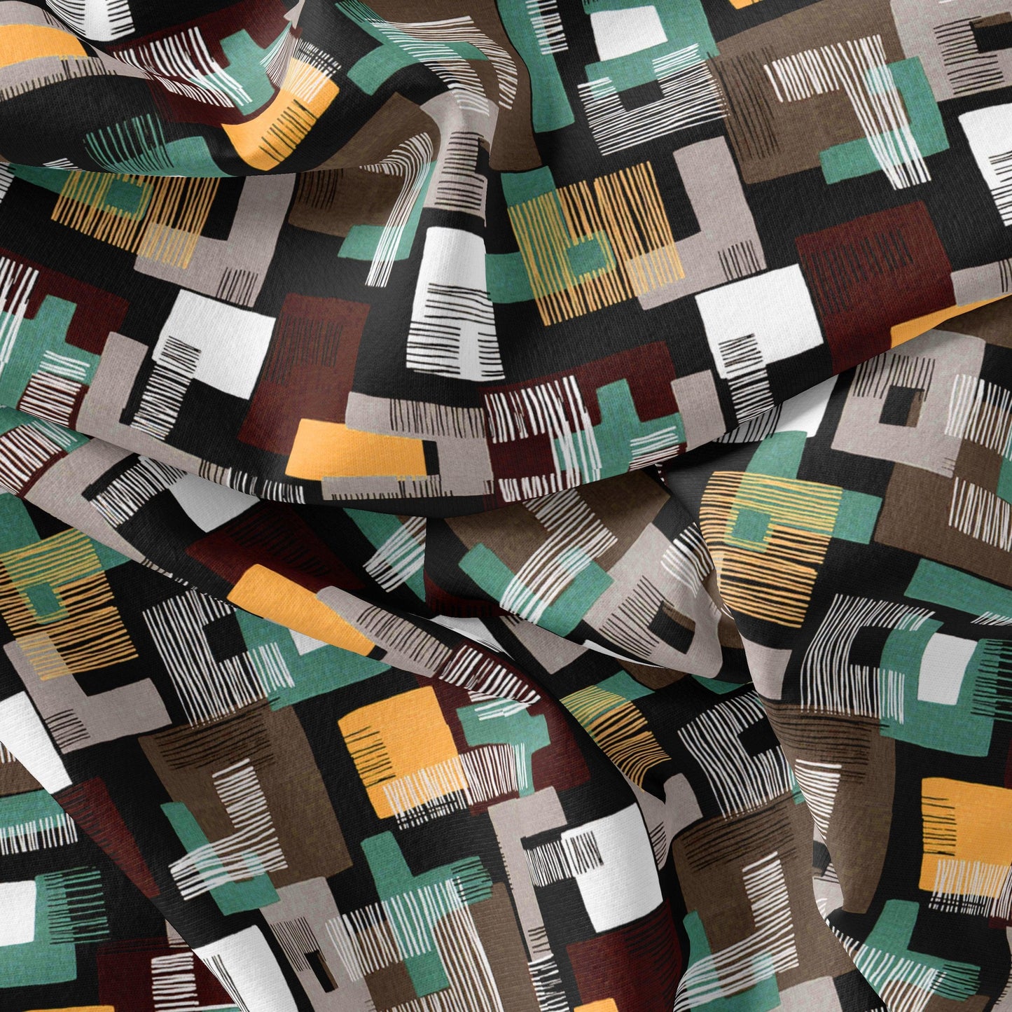 Trendy Colourful Puzzle Decorative Digital Printed Fabric - Kora Silk - FAB VOGUE Studio®