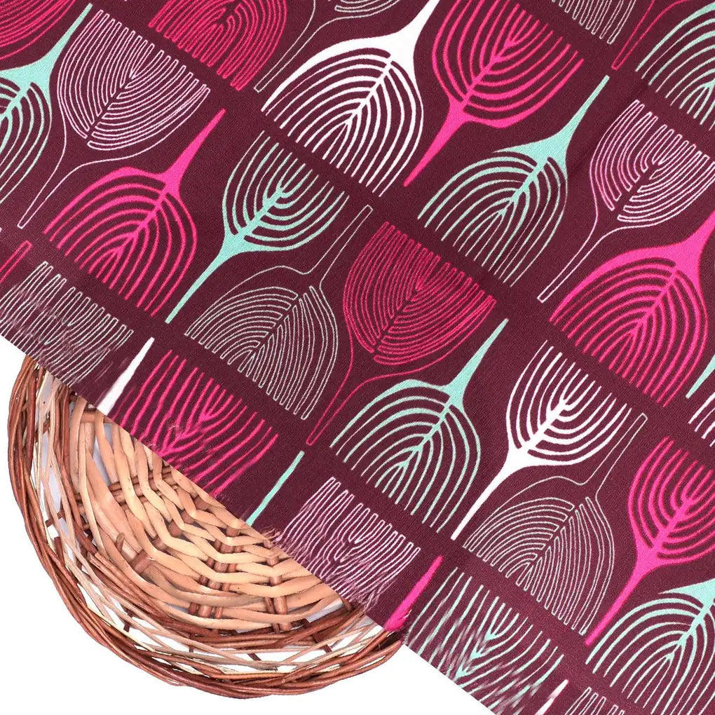 Bold Colourful Mahogany Leaf Digital Printed Fabric - Kora Silk – ks 0 ta0169 110 bold colourful mahogany leaf digital printed fabric kora silk 2