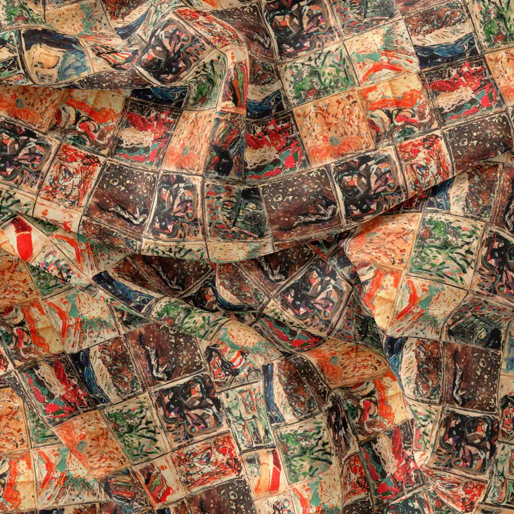 Square Hand paint Blocks Multicolour Digital Printed Fabric - Kora Silk – ks 0 ta0182 110 square hand paint blocks multicolour digital printed fabric kora silk 3