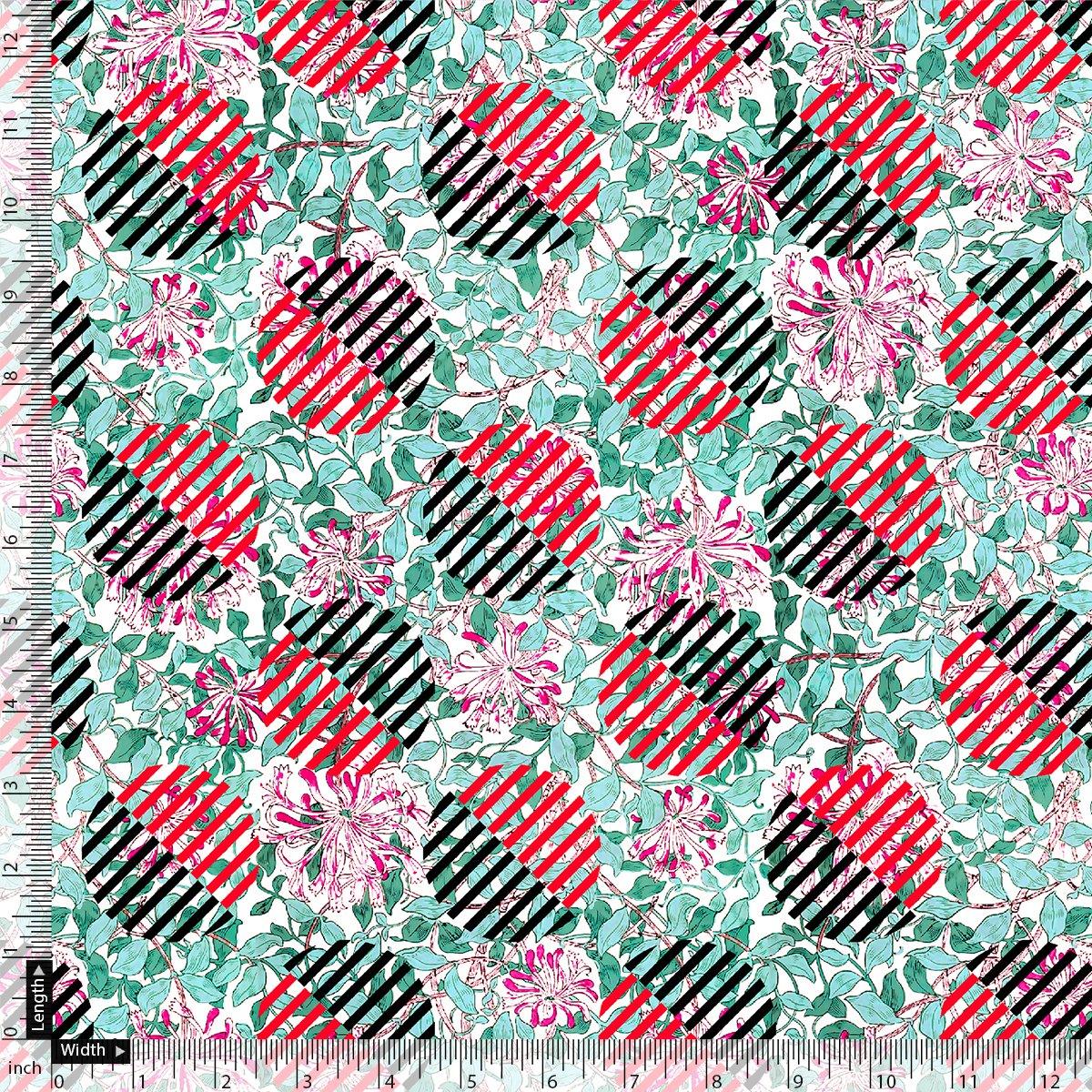 Romantic Valley Of Pink Flower Digital Printed Fabric - Kora Silk - FAB VOGUE Studio®