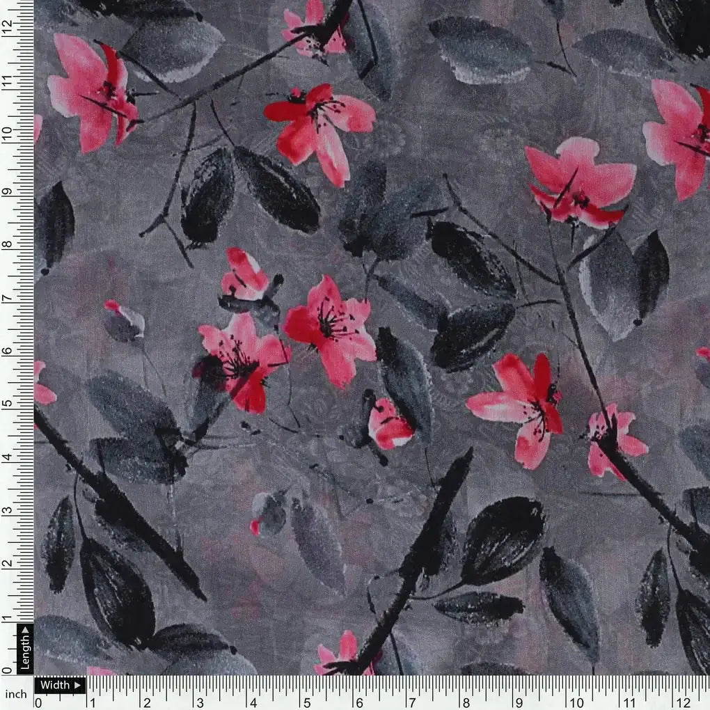 Rustic Looked Pink Flower Digital Printed Fabric - Kora Silk – ks 0 ta05430 110 rustic looked pink flower digital printed fabric kora silk 4
